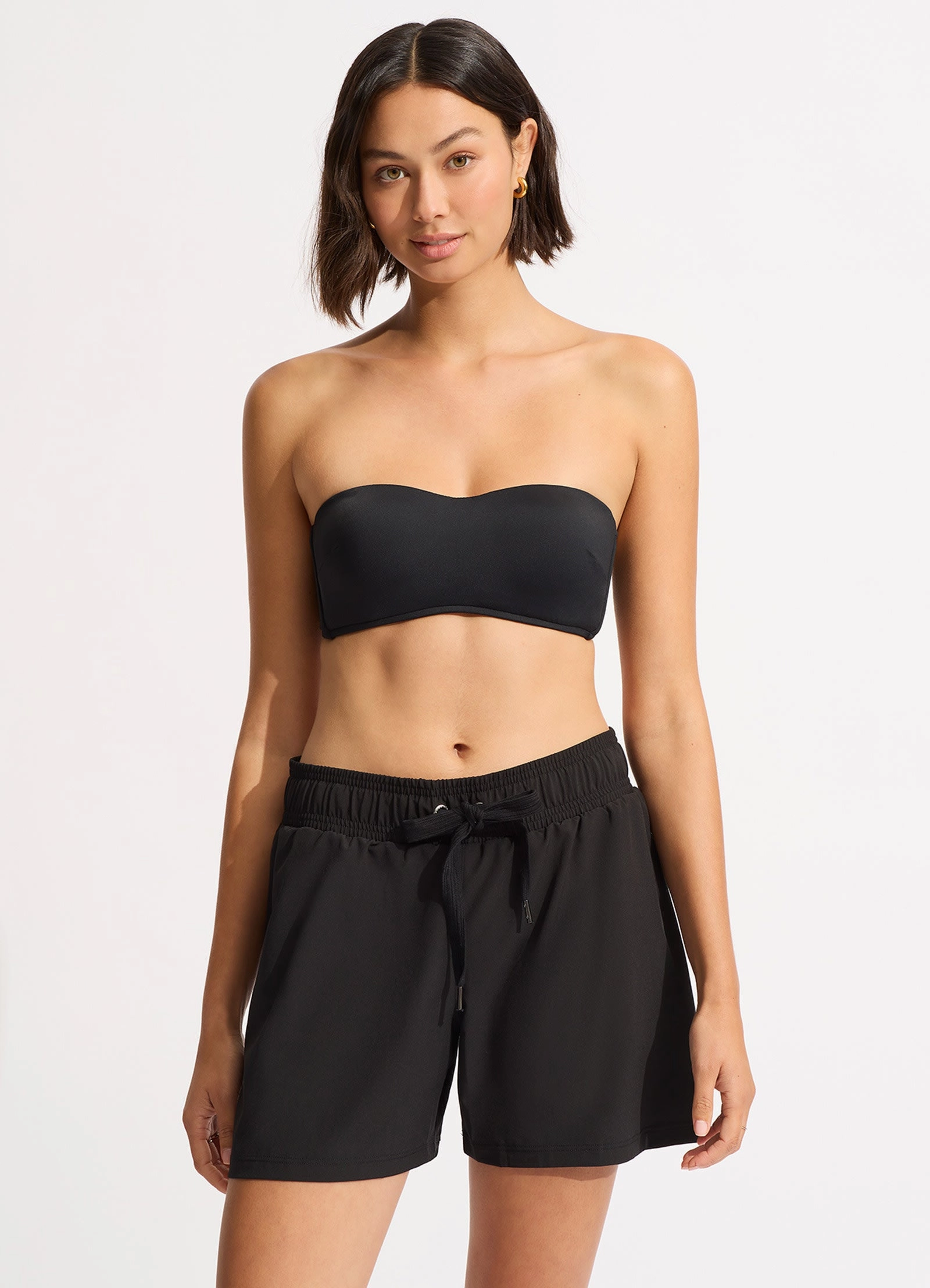 Seafolly Collective Mid Length Boardshort - Black modern womens swimwear, one piece swimsuits women