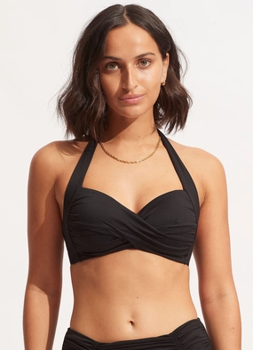 Seafolly Collective Twist Soft Cup Halter - Black flattering swimwear women, comfortable swimwear for women