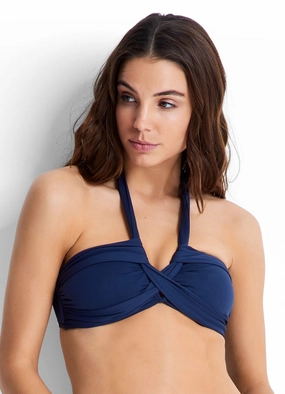 Seafolly Halter Bandeau Bikini Top - Indigo affordable swimwear for women, chic swimsuits for women