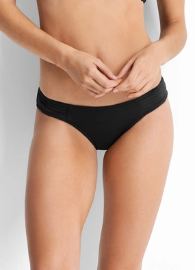 Seafolly Pleated Hipster Bikini Pant - Black push up bikinis women, sporty womens bikini sets