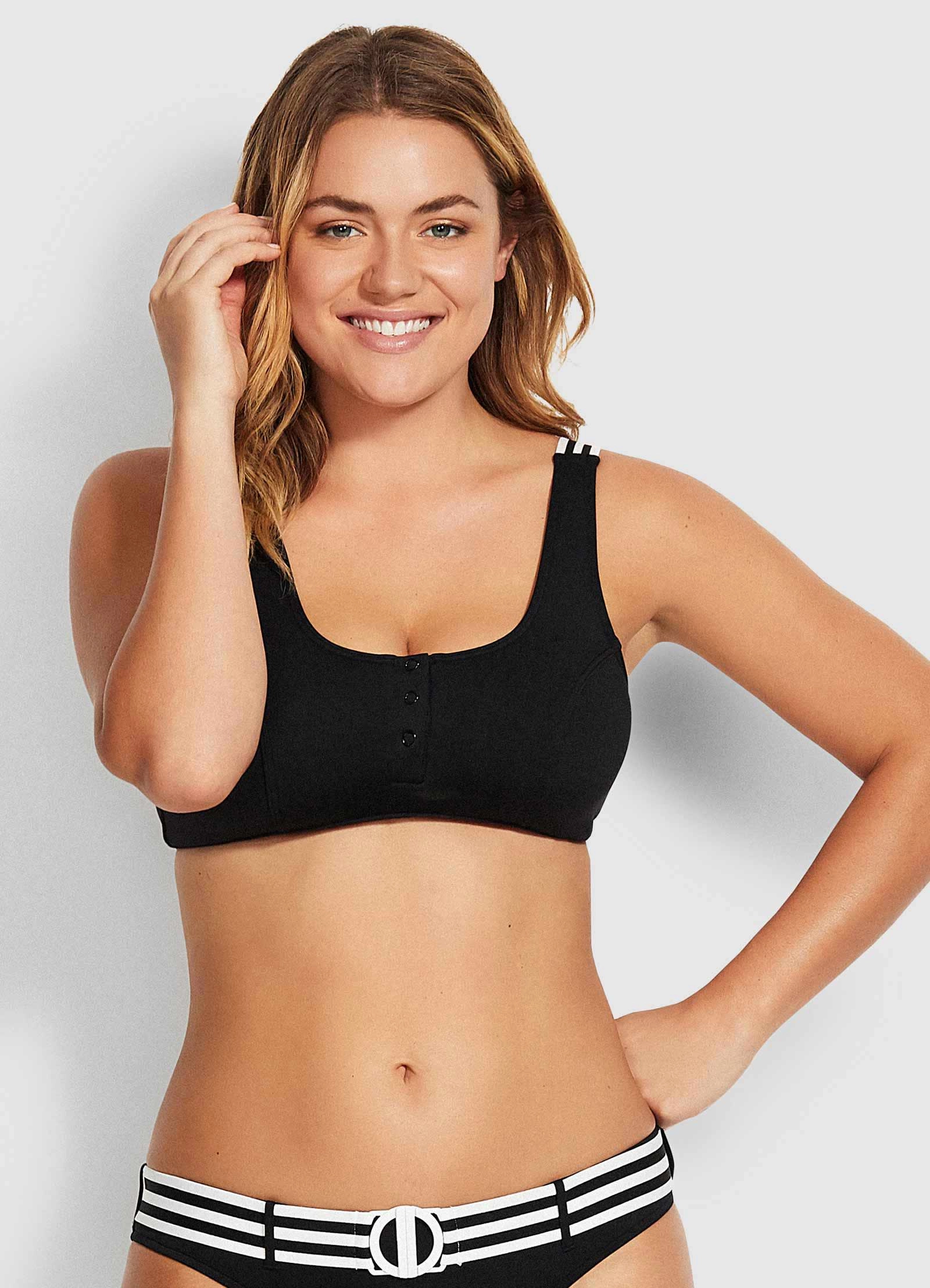 Seafolly Tank Bikini Top - Black push up bikinis women, sporty womens bikini sets