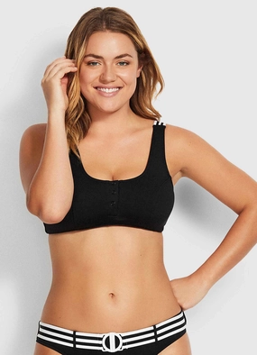 Seafolly Tank Bikini Top - Black push up bikinis women, sporty womens bikini sets
