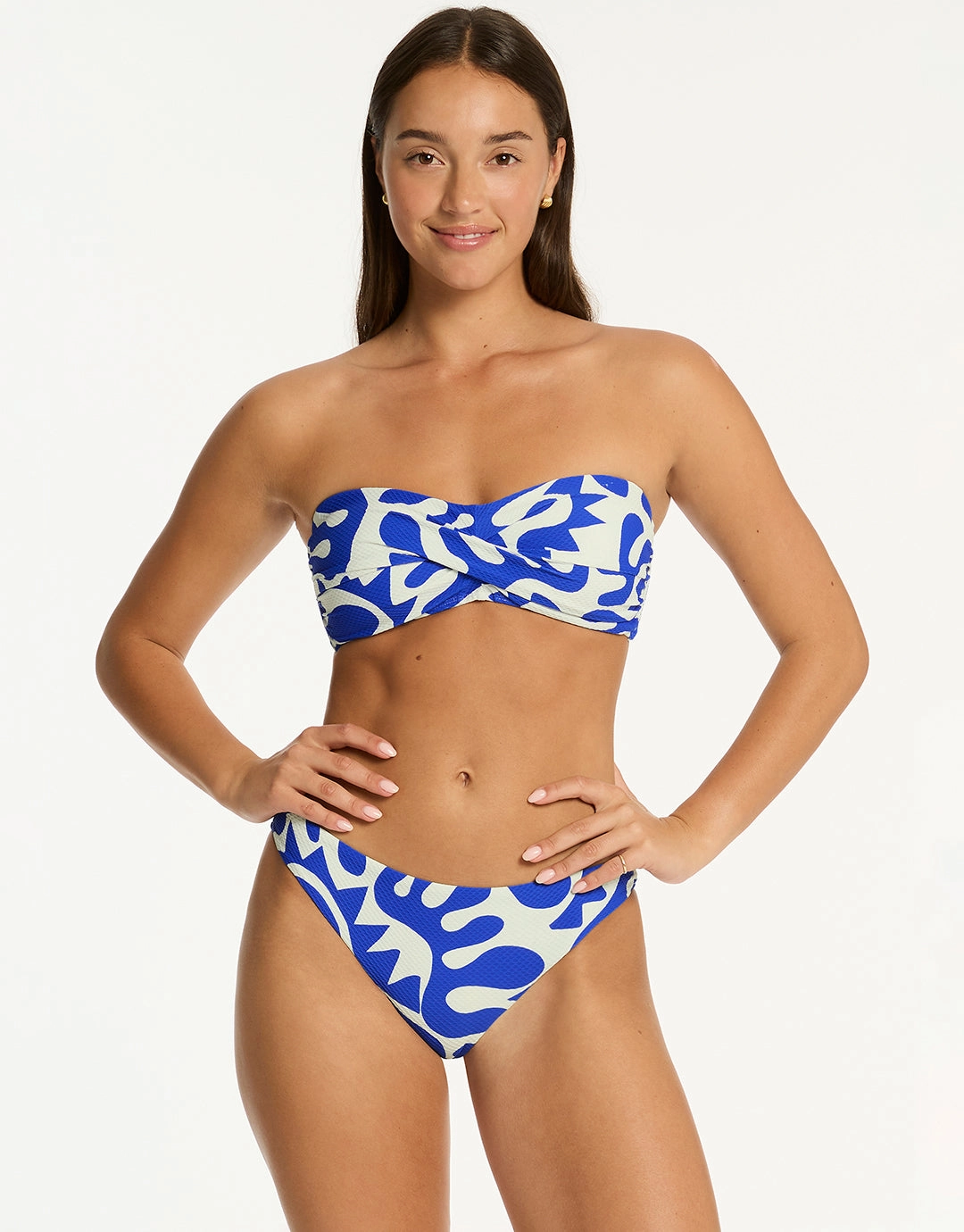 Seascape Twist Bandeau Bikini Top - Blue