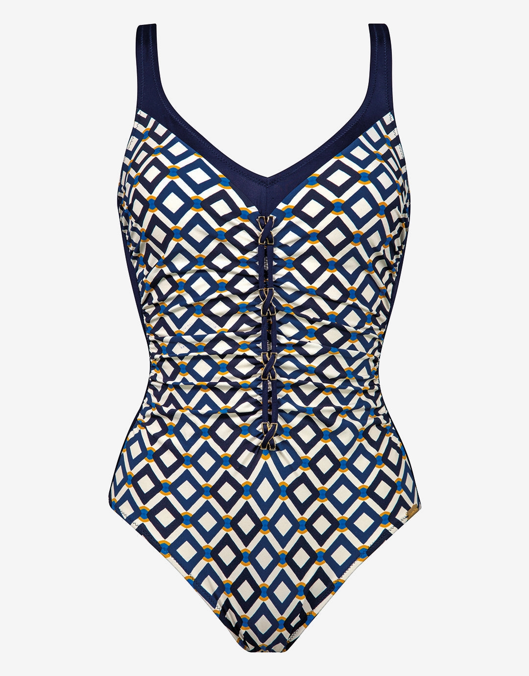 Seaside Dining Moulded Swimsuit - Navy Cream tummy control swimwear women, slimming swimsuits