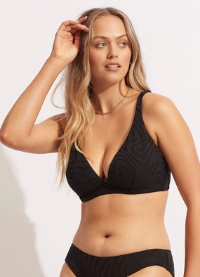 Second Wave DD Fixed Tri Bra - Black high waist bikinis women, cheeky cut bikinis for women