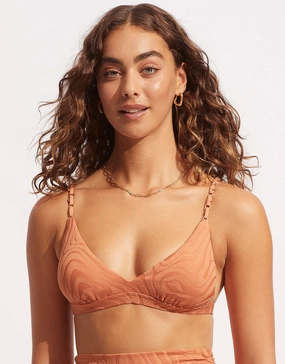 Second Wave Fixed Tri Bikini Top - Copper Tan full coverage swim tops, cute bikini tops