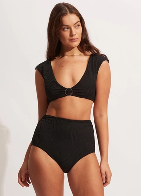 Second Wave High Waist Pant - Black flattering swimwear women, comfortable swimwear for women