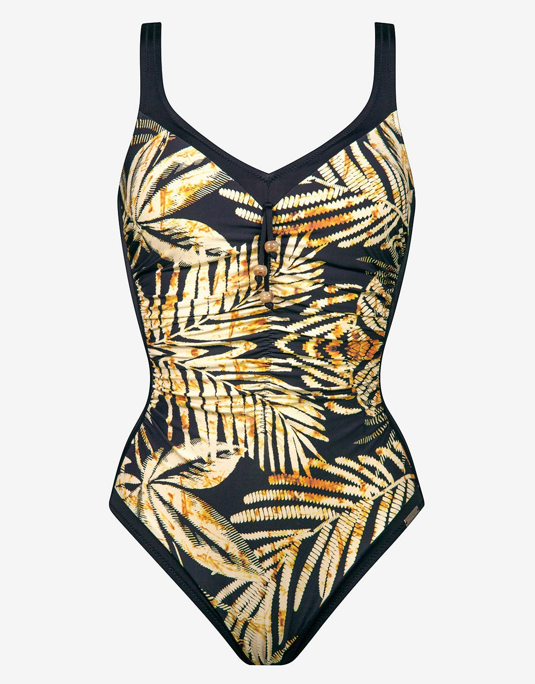 Seductive Leaves Moulded Swimsuit - Black Ivory cup sized swimwear women, supportive swimsuits for large bust