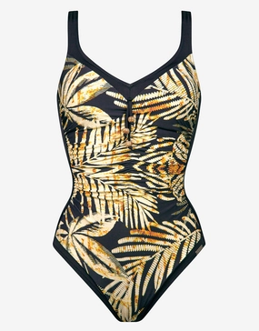 Seductive Leaves Moulded Swimsuit - Black Ivory tummy control swimwear women, slimming swimsuits