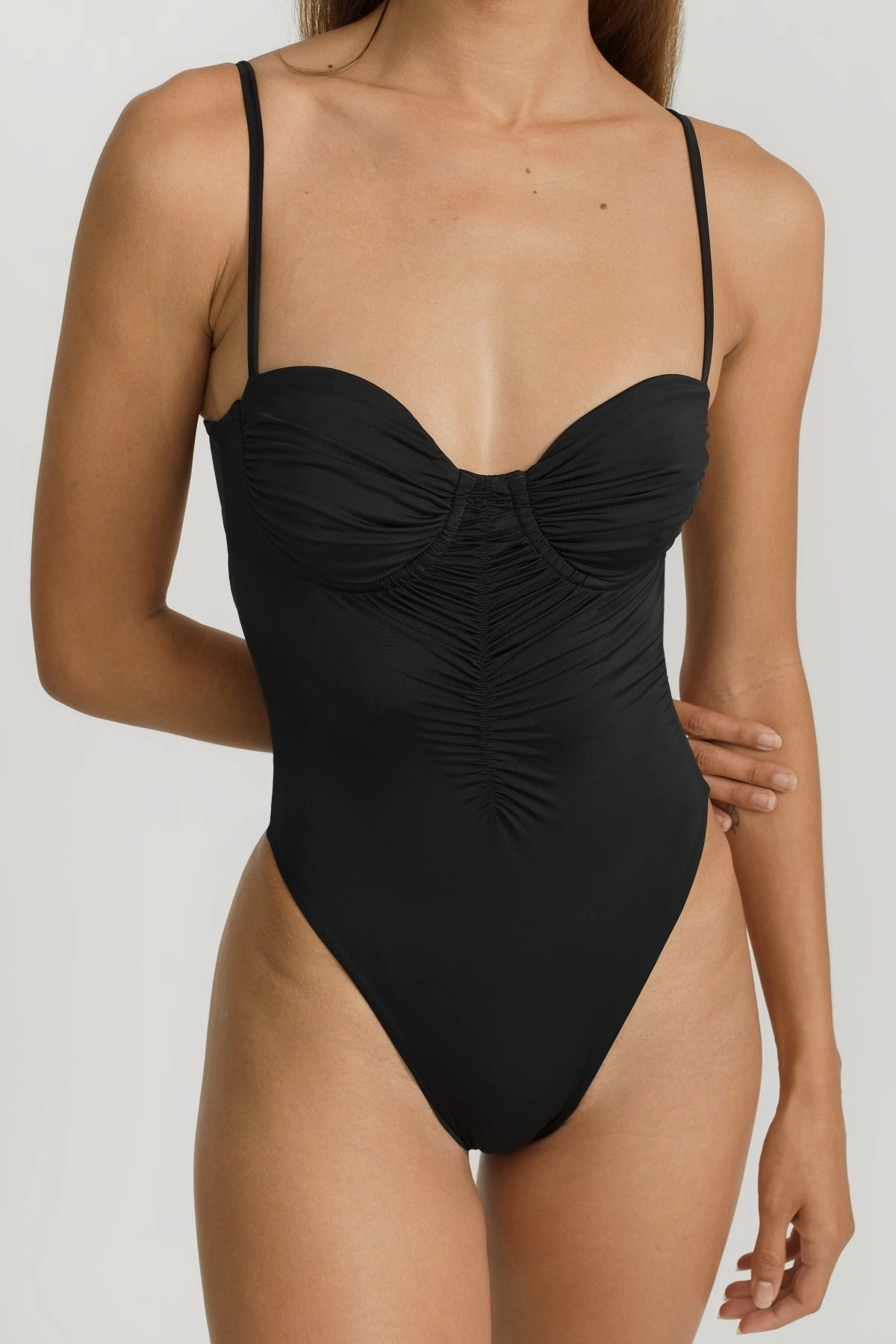 Selene One Piece Moderate Coverage - Black soft fabric swimwear women, resort swimwear for ladies