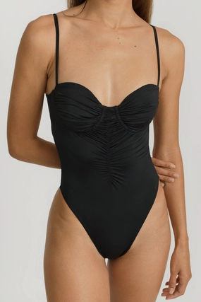 Selene One Piece Moderate Coverage - Black soft fabric swimwear women, resort swimwear for ladies