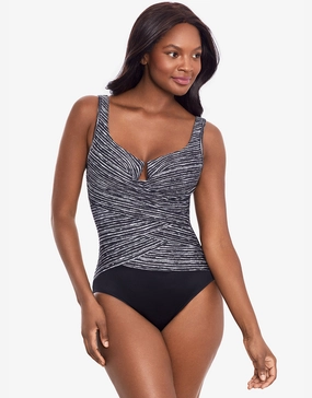 Selenite Layered Escape Swimsuit - Black underwired swimsuits for women, supportive swimwear tops