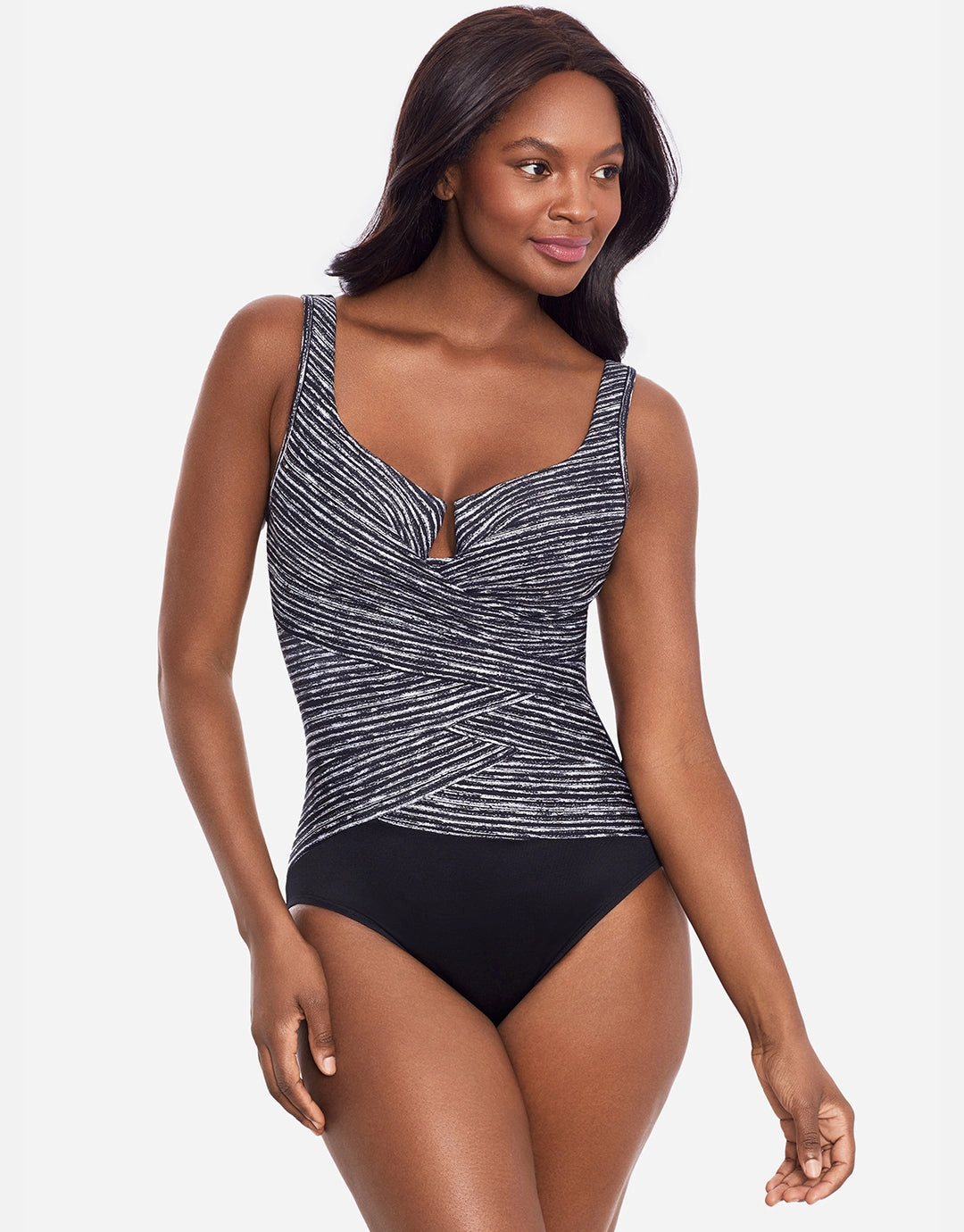 Selenite Layered Escape Swimsuit - Black plus size swimwear women, curvy womens swimsuits