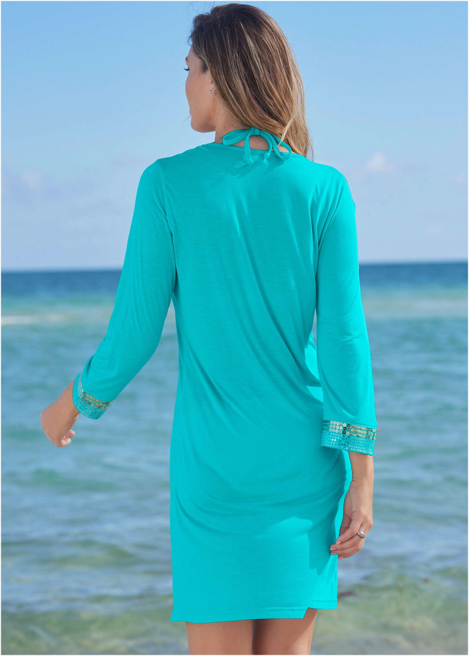 Sequin Cover-Up Dress - Aqua Reef