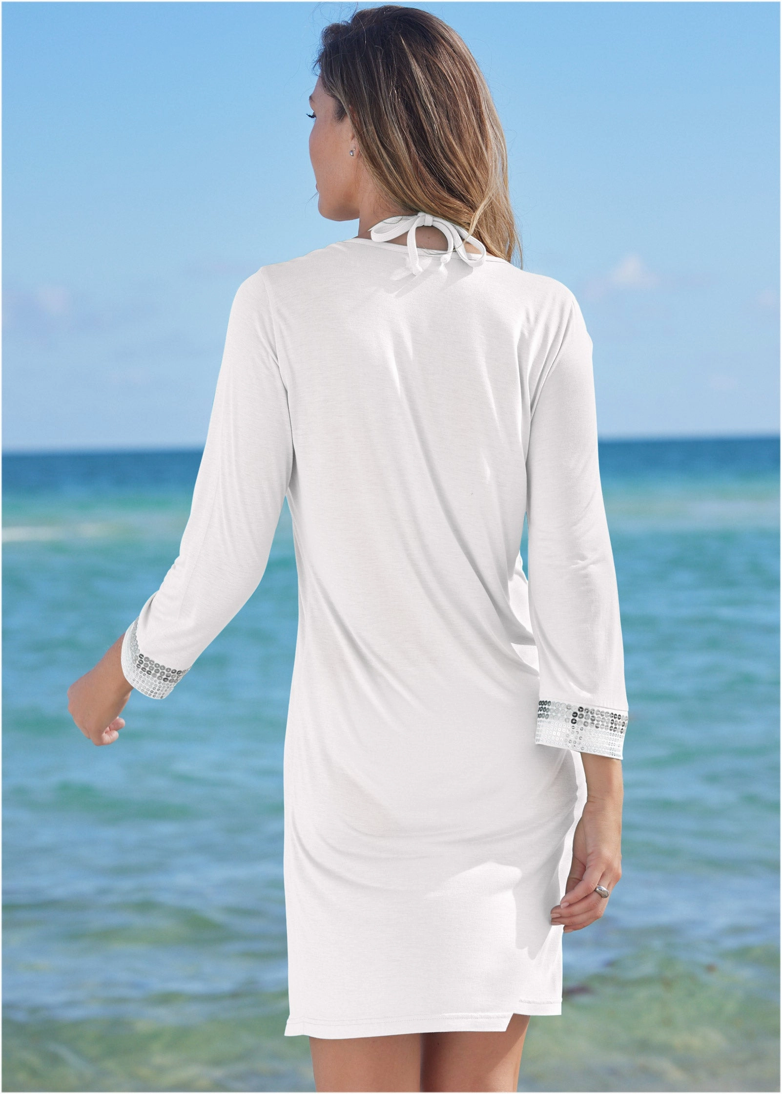 Sequin Cover-Up Dress - Pearl White