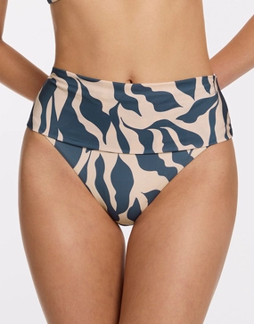 Sereno Fold Bikini Pant - Steel Blue adjustable swim bottoms women, flattering bikini bottoms