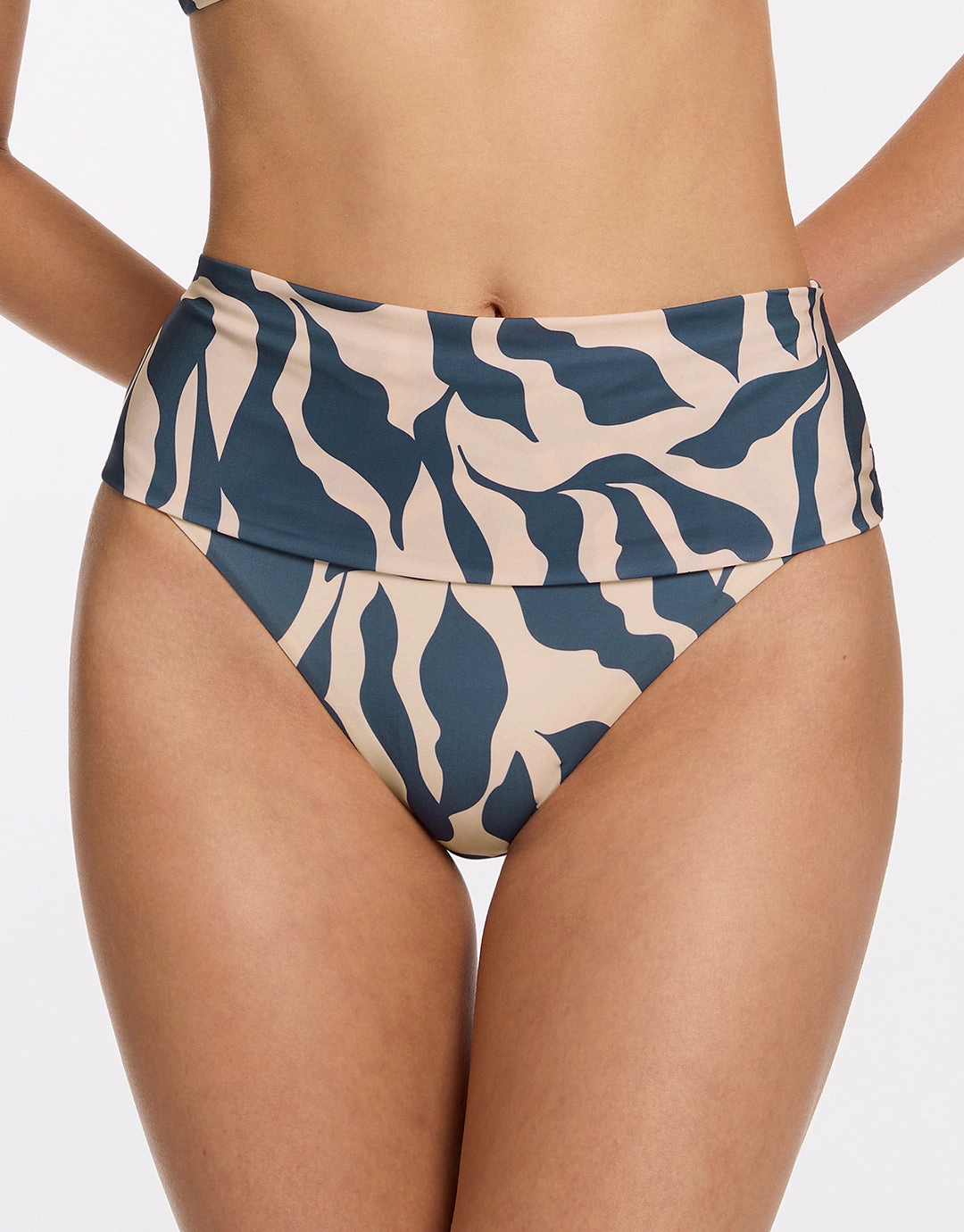 Sereno Fold Bikini Pant - Steel Blue adjustable swim bottoms women, flattering bikini bottoms