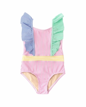 Shade Critters Seersucker Ruffle Shoulder Swimsuit stylish teen girl swimsuits, teen girls swimwear sets