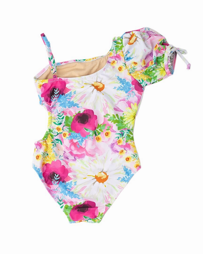 Shade Critters Watercolor Floral Puff Sleeve Swimsuit