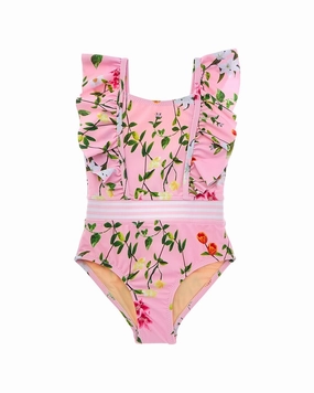 Shade Critters Wildflowers Ruffle Shoulder Swimsuit stylish teen girl swimsuits, teen girls swimwear sets