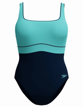 Shaping Contour Eclipse Swimsuit - Navy/Turquoise minimalistic swimsuits women, sleek swimwear styles