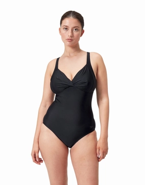 Shaping Cross Knot Swimsuit - Black minimalistic swimsuits women, sleek swimwear styles