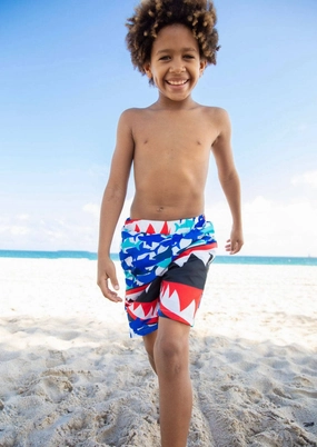 Shark Bite Swim Trunks boys swimwear sets, boys swim trunks