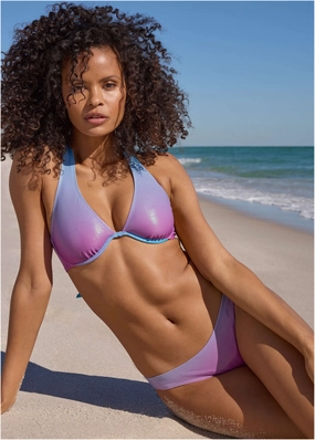 Shine Belize Underwire Halter Top - Shimmering Ocean Ombre swimwear with tummy control, elegant swimsuits for women