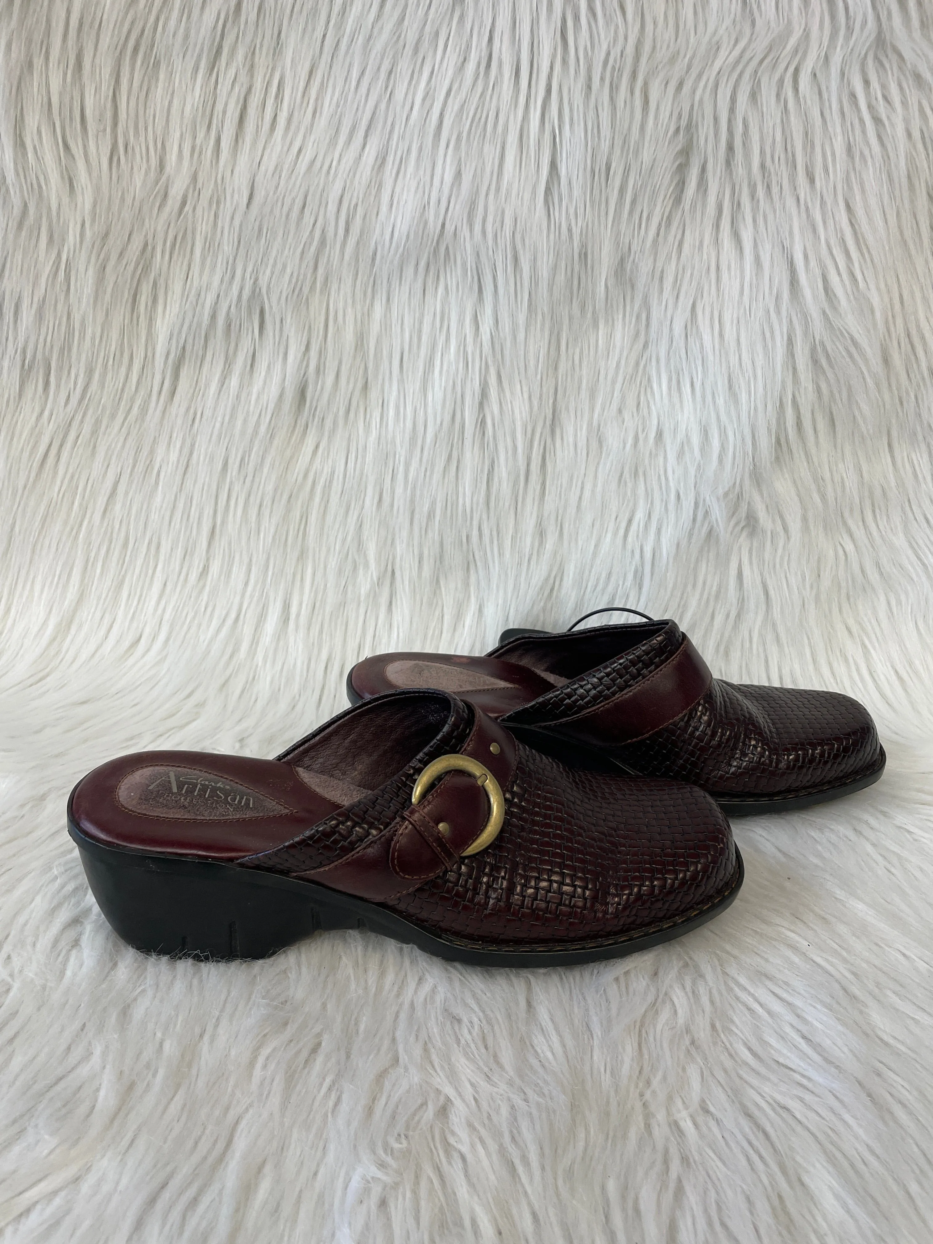 Shoes Heels Wedge By Clarks In Brown, Size: 9.5 clarks