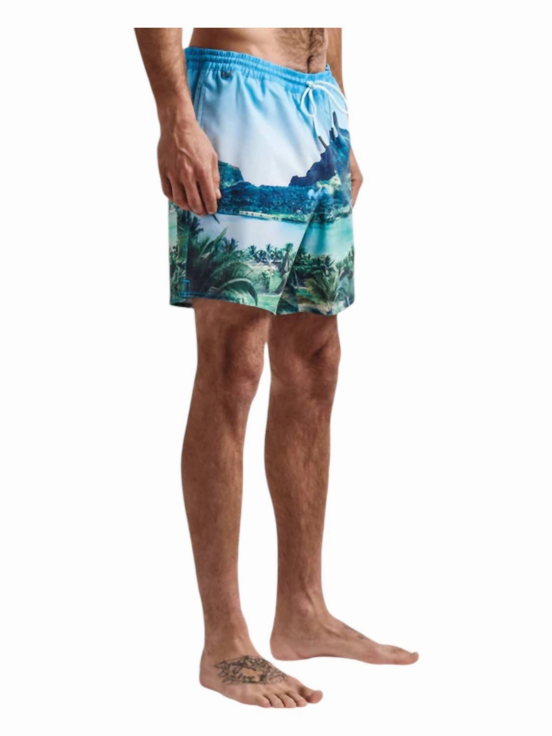 Shorey Boardshorts 16" Trunk In Hinano Sun God/light Blue