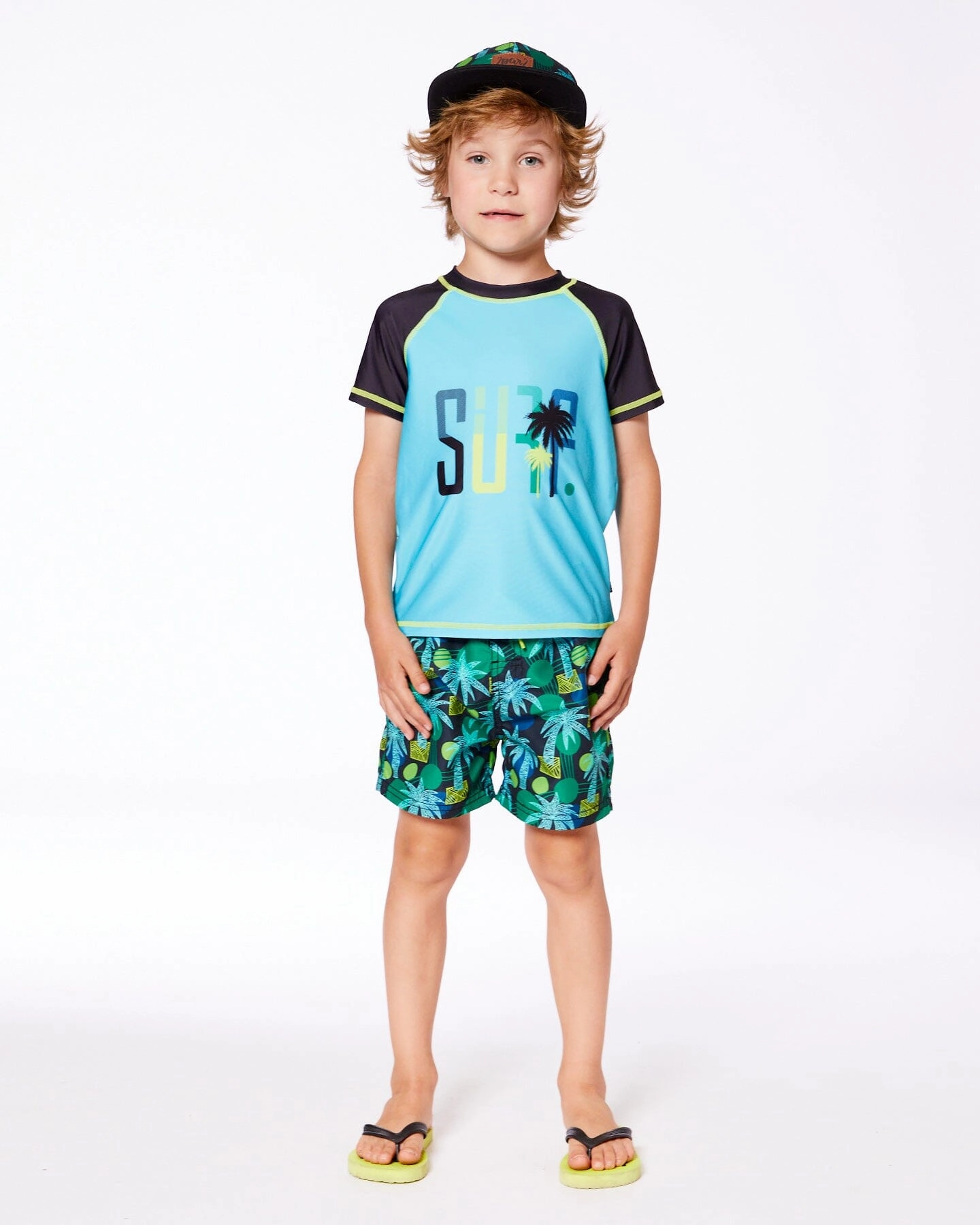 Short Sleeve Rashguard Black And Turquoise