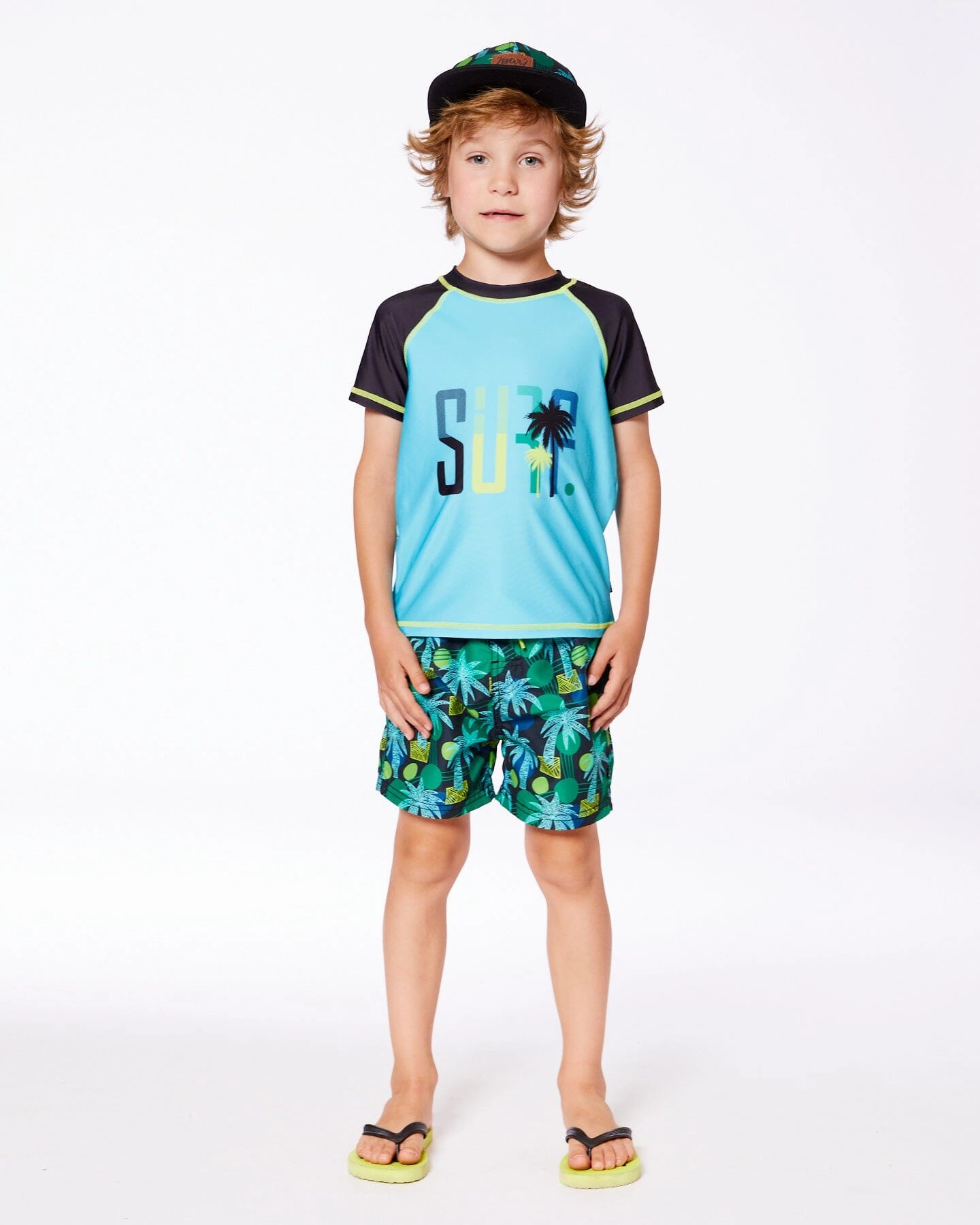 Short Sleeve Rashguard Black And Turquoise