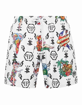 Short Swim Boxer Hawaii mens beach swimwear, quick dry mens swimsuits