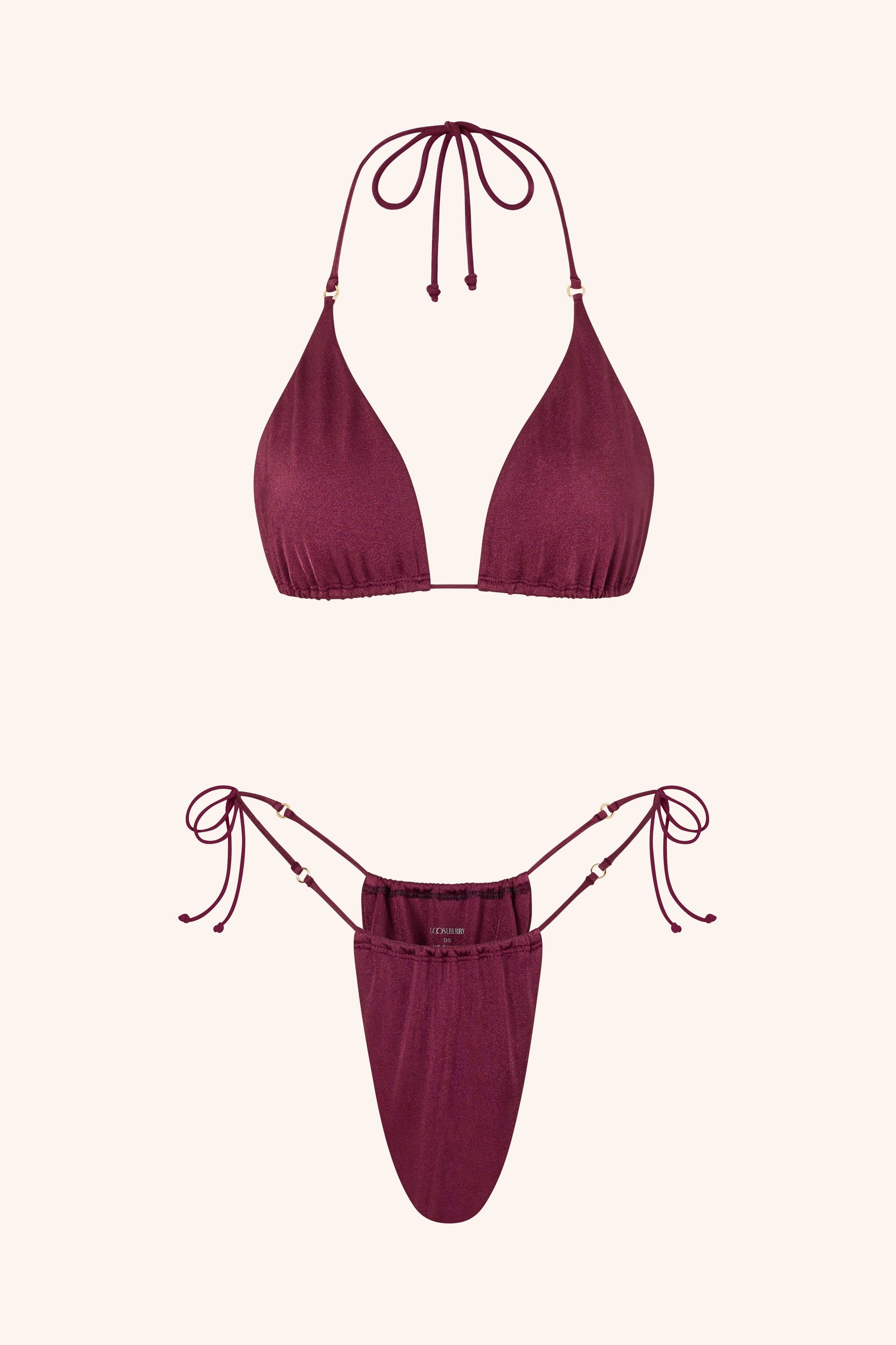 Side Tie Bikini Briefs Cassis