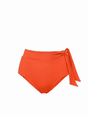 Side Tie High Waist Bottom In Flame Texture fashionable beach swimwear, modern womens bikinis