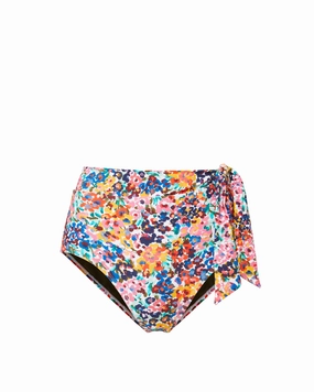 Side Tie High Waist Bottom In Painted Petals fashionable beach swimwear, modern womens bikinis