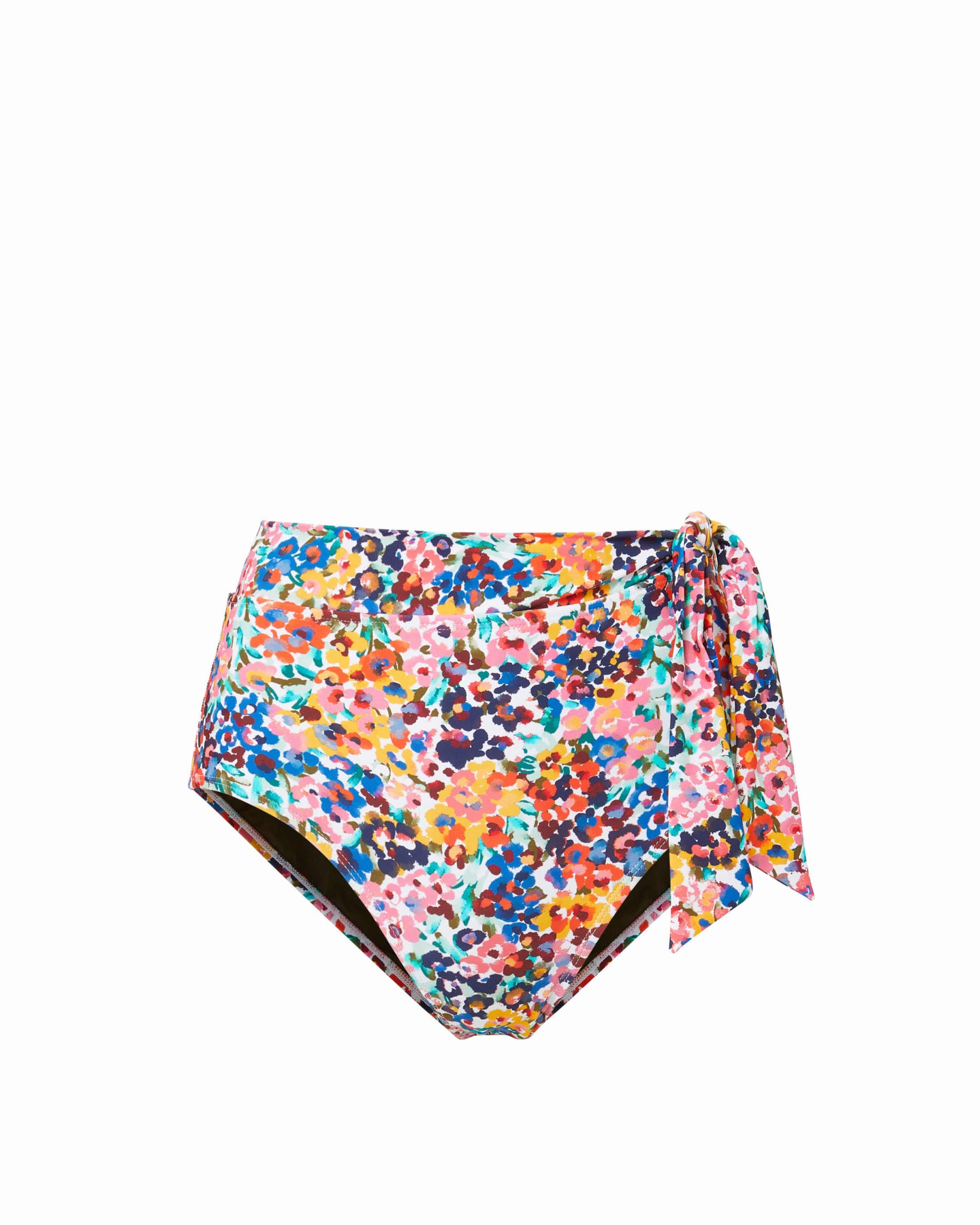 Side Tie High Waist Bottom In Painted Petals fashionable beach swimwear, modern womens bikinis