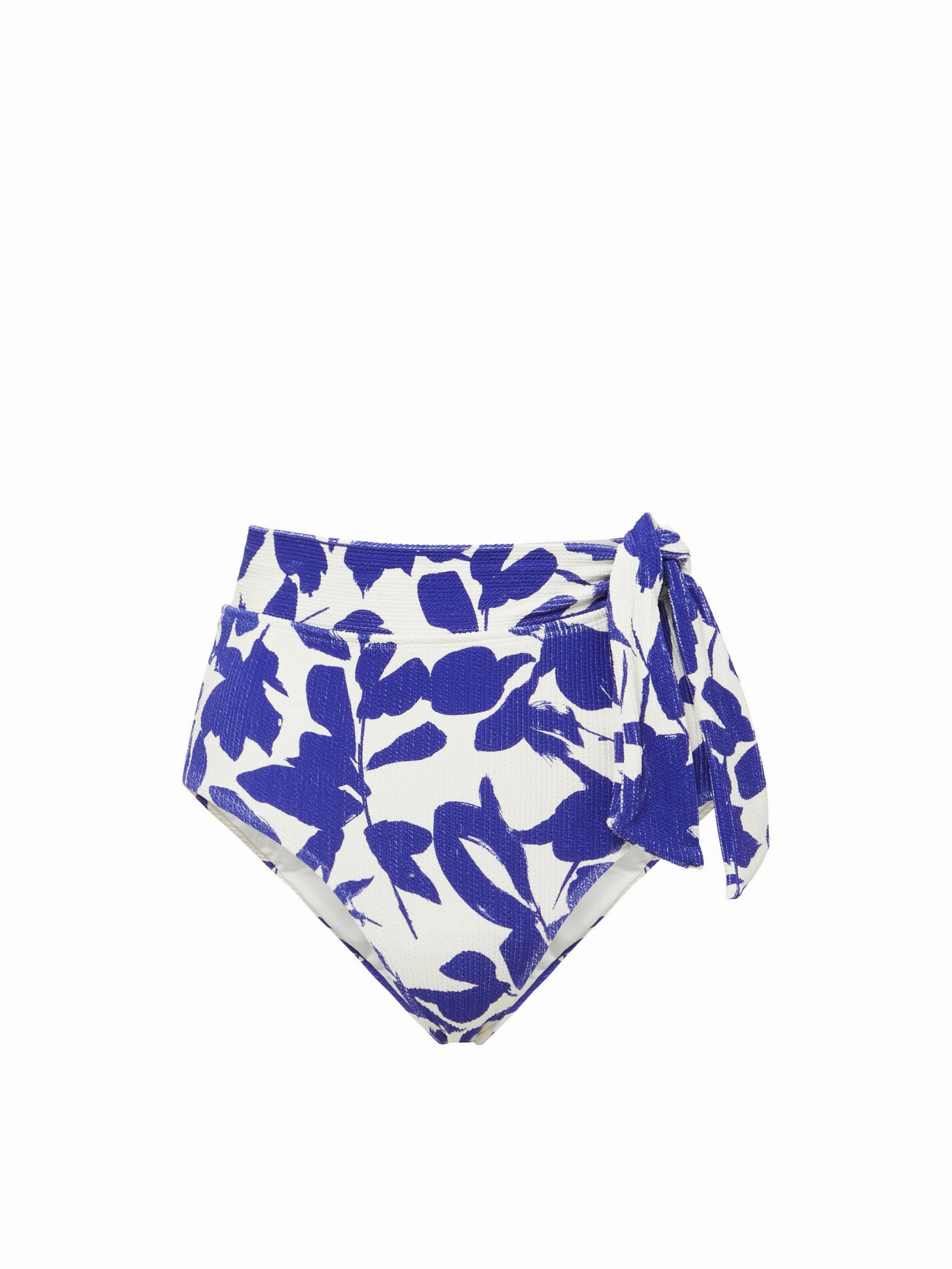 Side Tie High Waist Bottom Moraea Garden Texture fashionable beach swimwear, modern womens bikinis