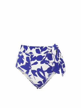 Side Tie High Waist Bottom Moraea Garden Texture fashionable beach swimwear, modern womens bikinis