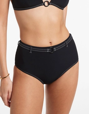 Signature High Waist Bikini Pant - Black adjustable swim bottoms women, flattering bikini bottoms