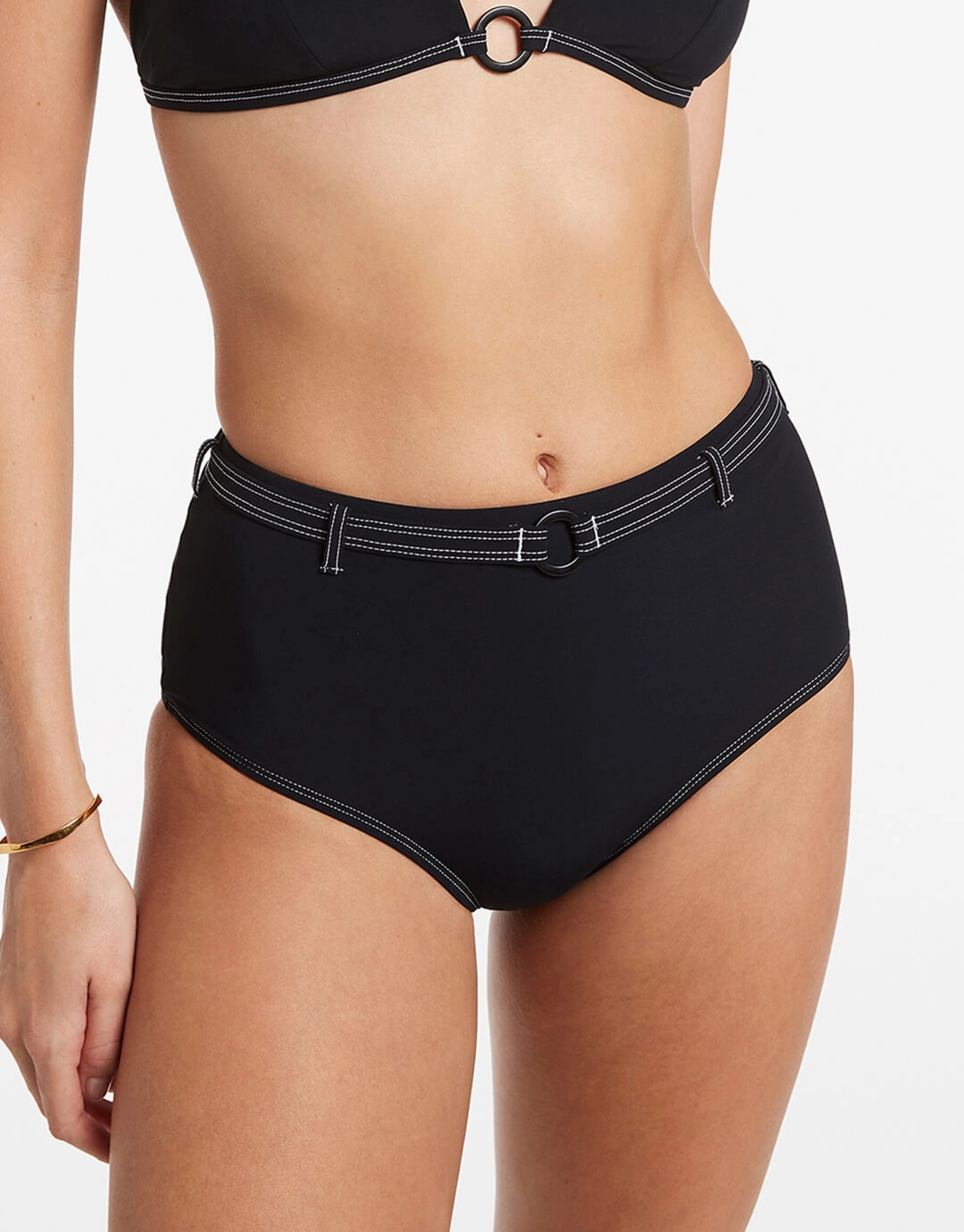 Signature High Waist Bikini Pant - Black adjustable swim bottoms women, flattering bikini bottoms