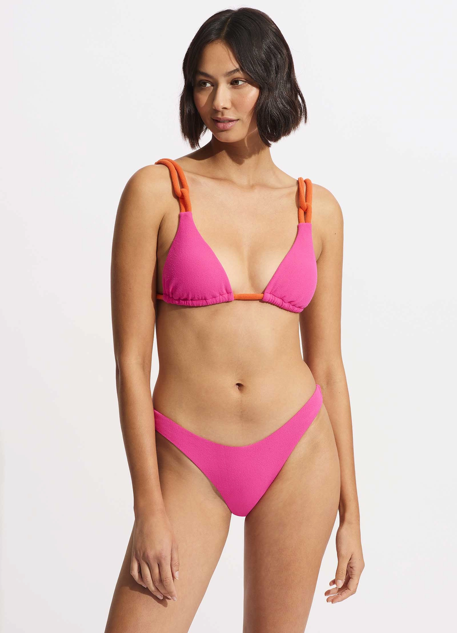 Slide Tri - Fuchsia Rose two-piece bikinis for women, trendy bikinis for beachwear