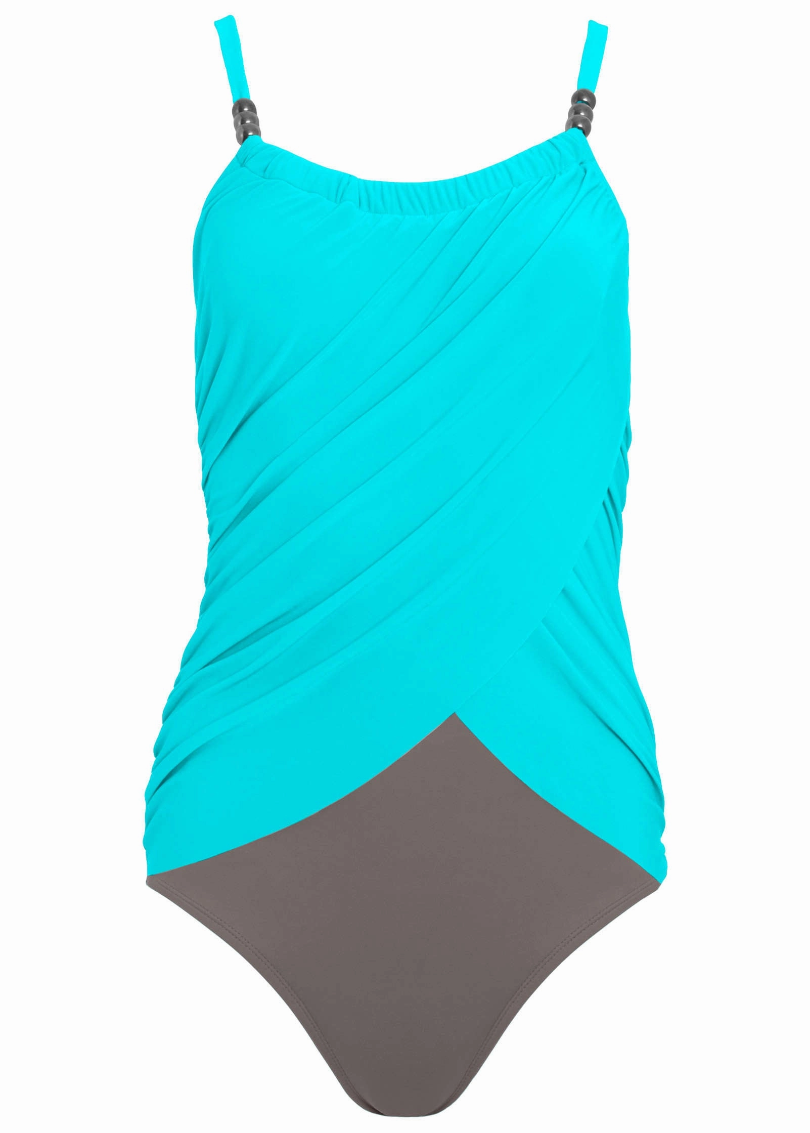 Slimming Draped One-Piece - Aqua Reef & Stone
