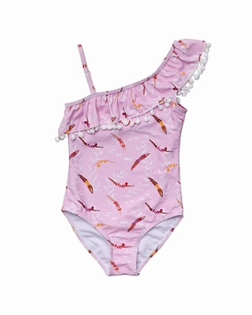 Snapper Rock Diving Diva One -Shoulder Frill Swimsuit cute swimsuits for teen girls, modest teen swimwear