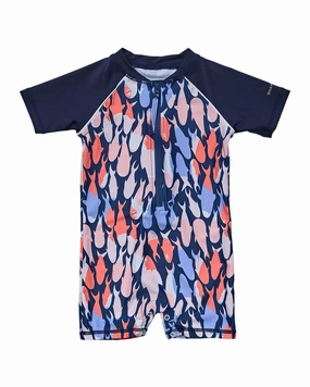 Snapper Rock Fish Frenzy Sunsuit boys swimwear sets, boys swim trunks