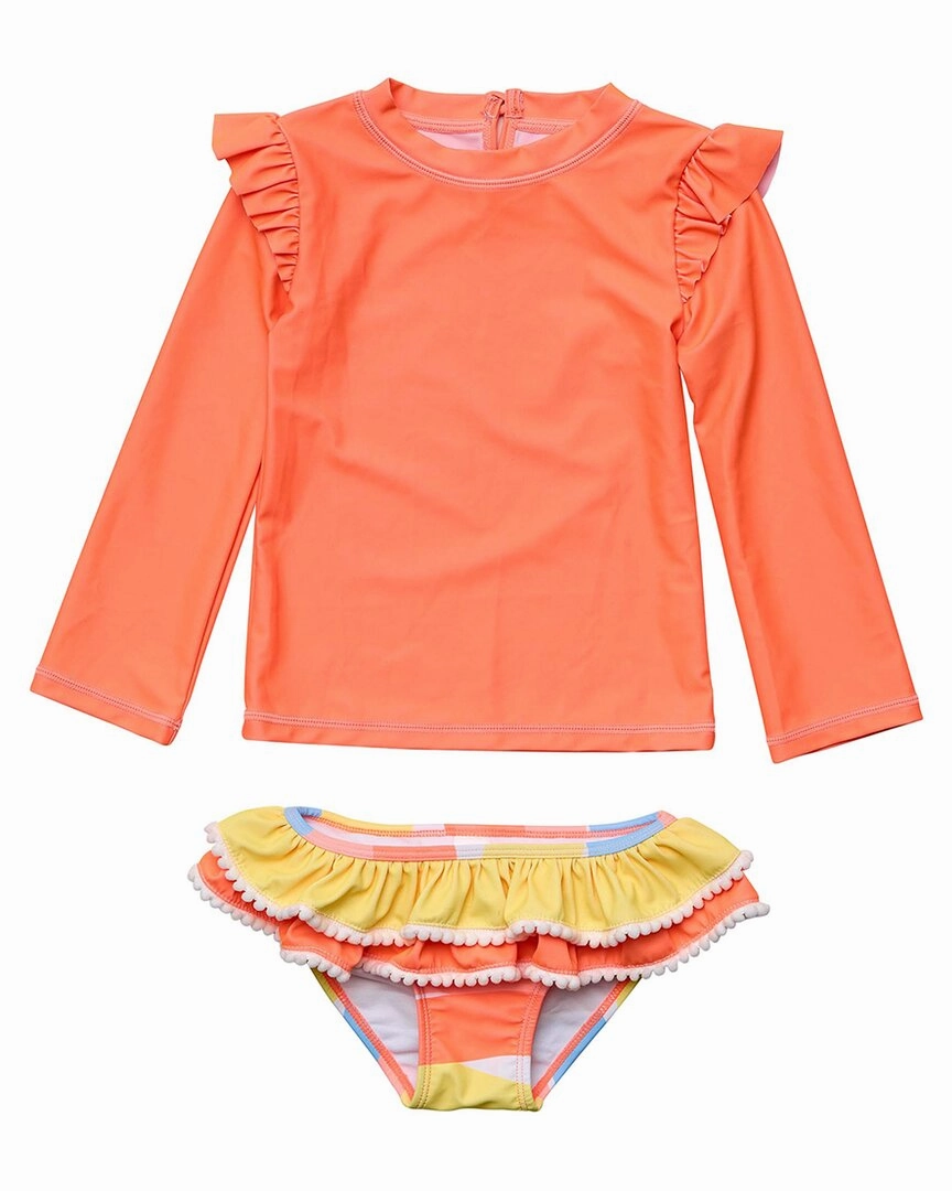 Snapper Rock Good Vibes Ruffle Swim Set cute swimsuits for teen girls, modest teen swimwear