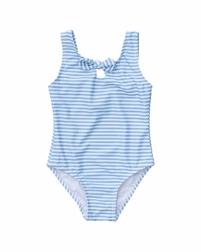 Snapper Rock Sustainable Stripe Bow Swimsuit cute swimsuits for teen girls, modest teen swimwear