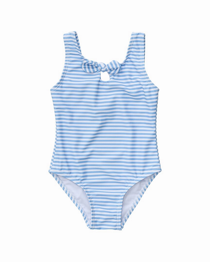 Snapper Rock Sustainable Stripe Bow Swimsuit cute swimsuits for teen girls, modest teen swimwear