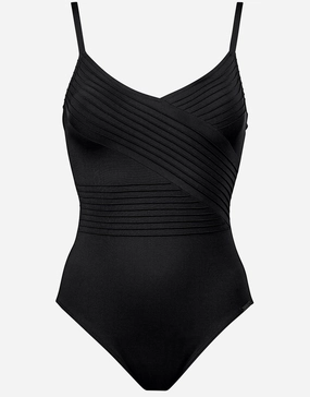 Softline Wrap Swimsuit - Black high neck swimsuits women, modest high neck swimwear