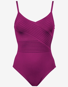 Softline Wrap Swimsuit - Magenta high neck swimsuits women, modest high neck swimwear